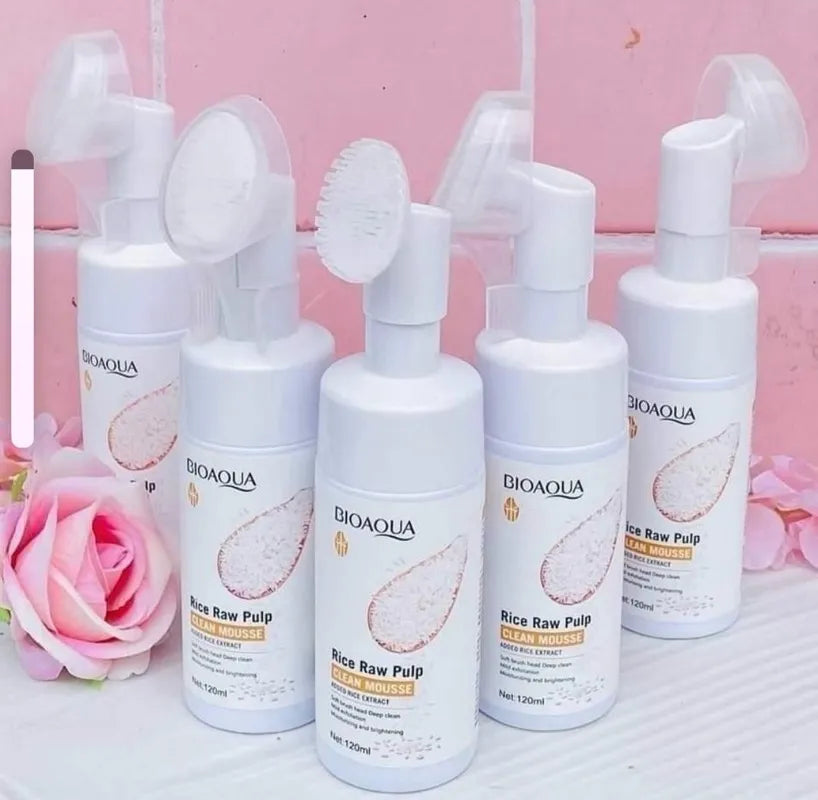 Espuma Limpiadora Facial de Arroz con Cepillo de Goma Bioaqua