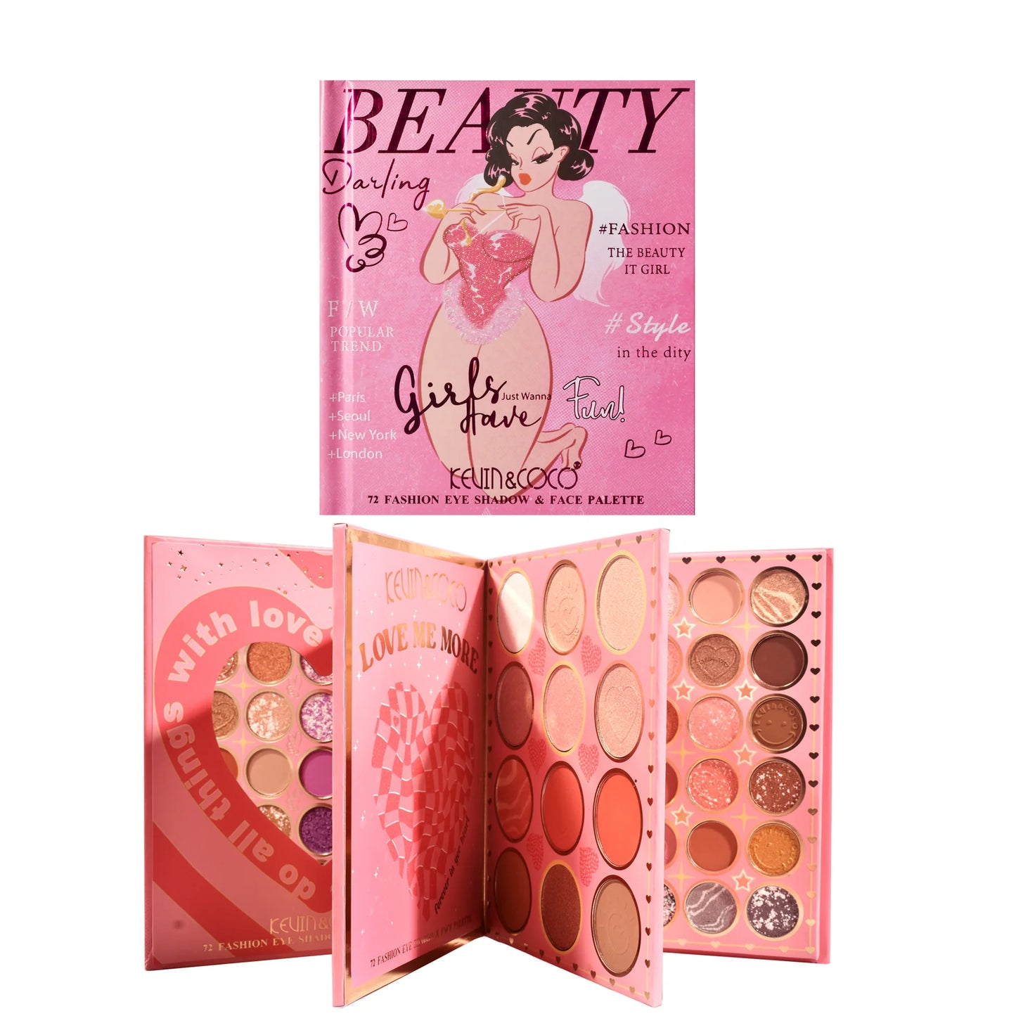 Paleta de Sombras Libro Vintage Girl de 72 colores - Kevin & Coco
