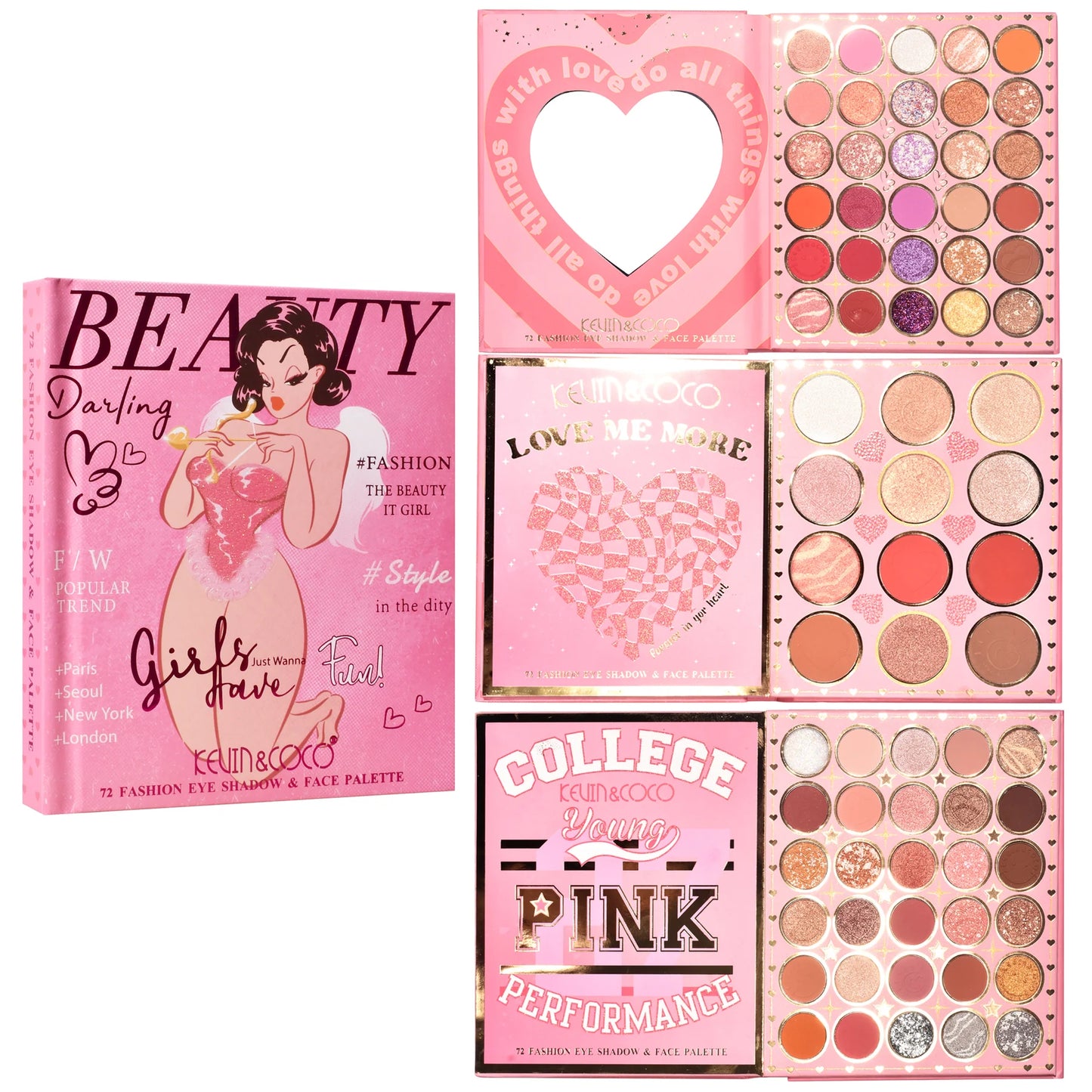 Paleta de Sombras Libro Vintage Girl de 72 colores - Kevin & Coco