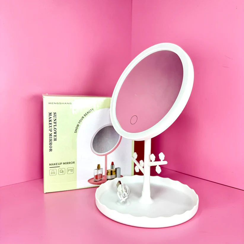 Espejo Luz Led - Diseño redondo organizador