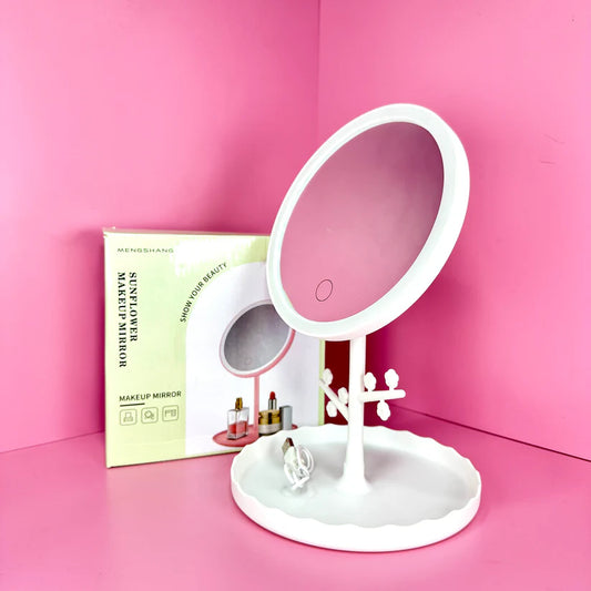 Espejo Luz Led - Diseño redondo organizador