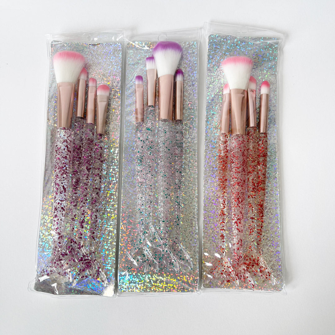 Set de 4 Brochas Cola de Sirena Mango Cristal